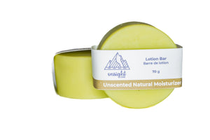 Natural yellow lotion Bar with eco paper label, facing with white background.
